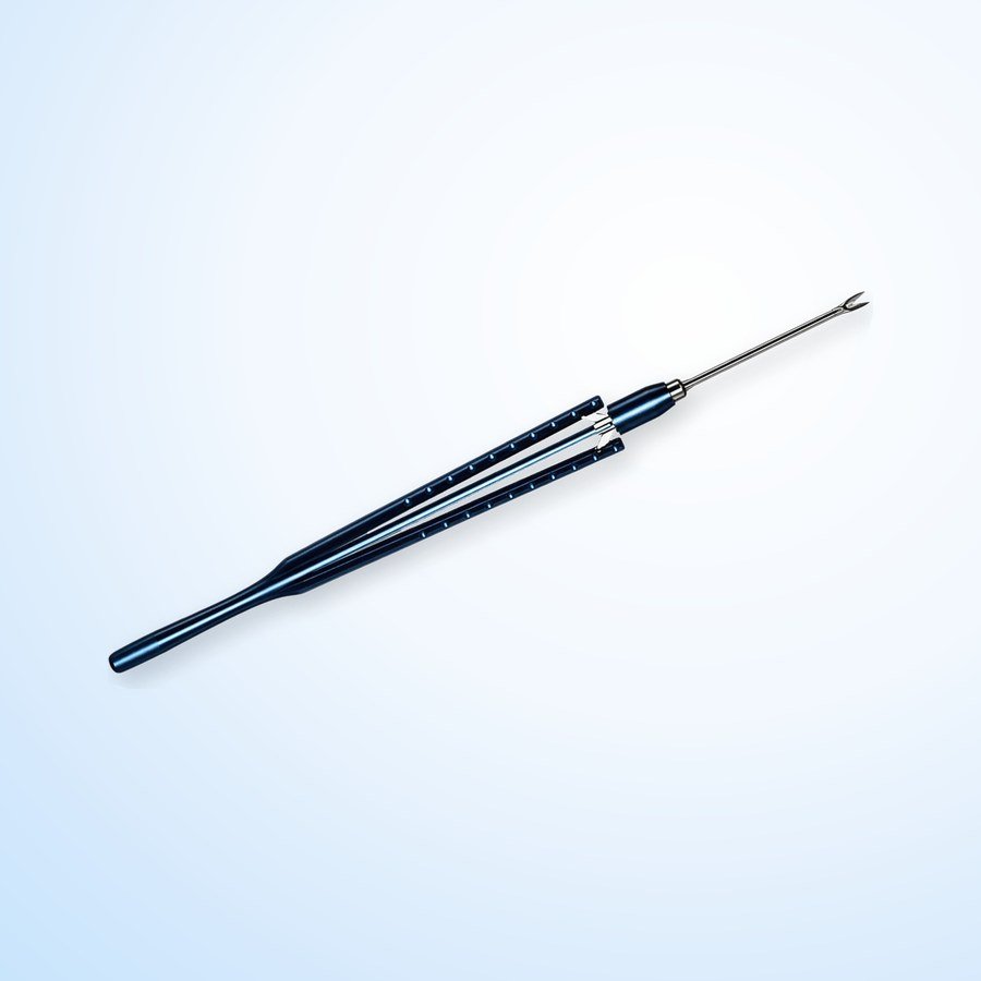 Mikroinstrument von Dausch für die Ophthalmologie mit blau eloxiertem Titangriff