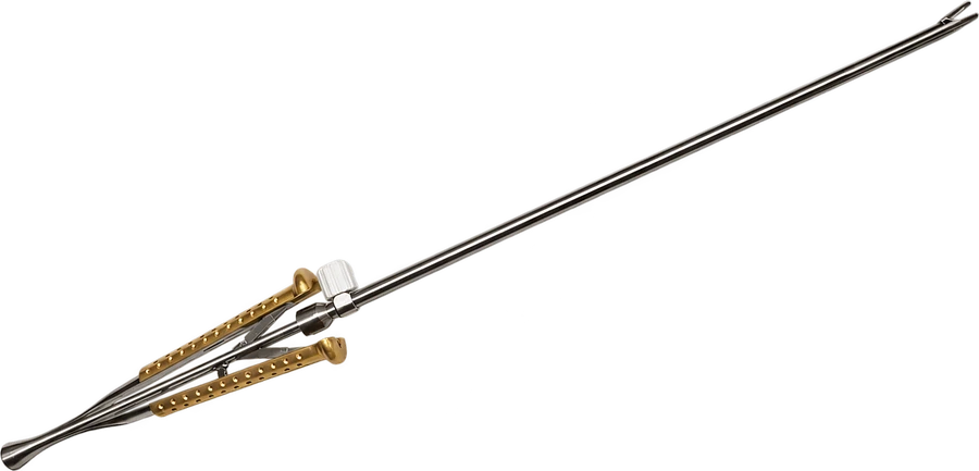 Präzisionsinstrument von Dausch für die Kardiochirurgie: Instrument mit goldfarbenen Griffschalen und langem Schaft